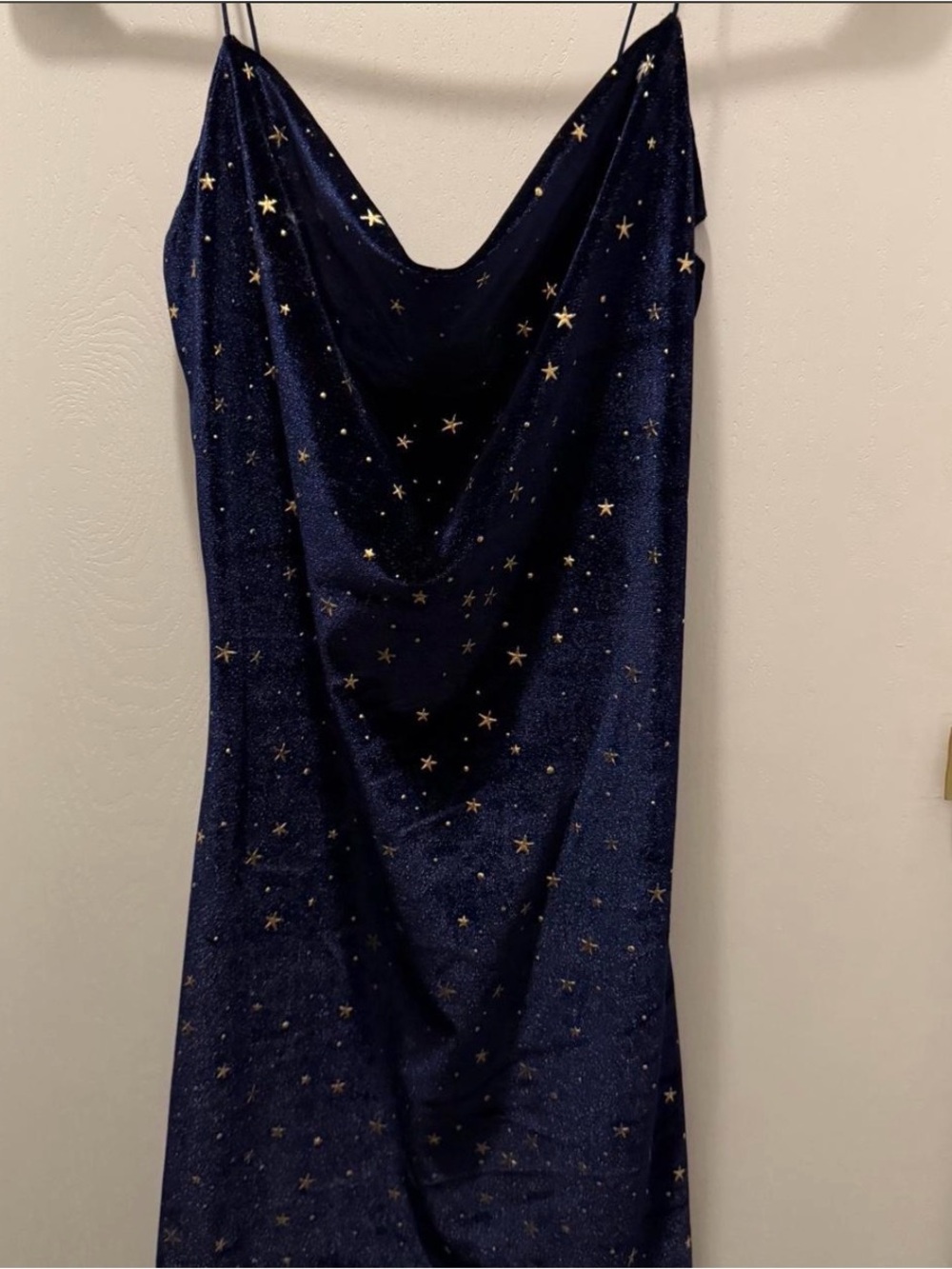 Navy Velvet Mini Dress with Star Details